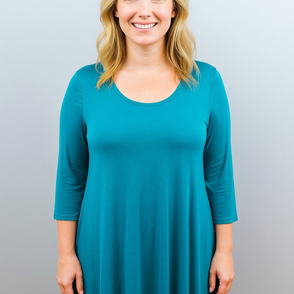 Simply Southern Shift Dress Womens Medium Blue Round Neck Preppy Basic Layering